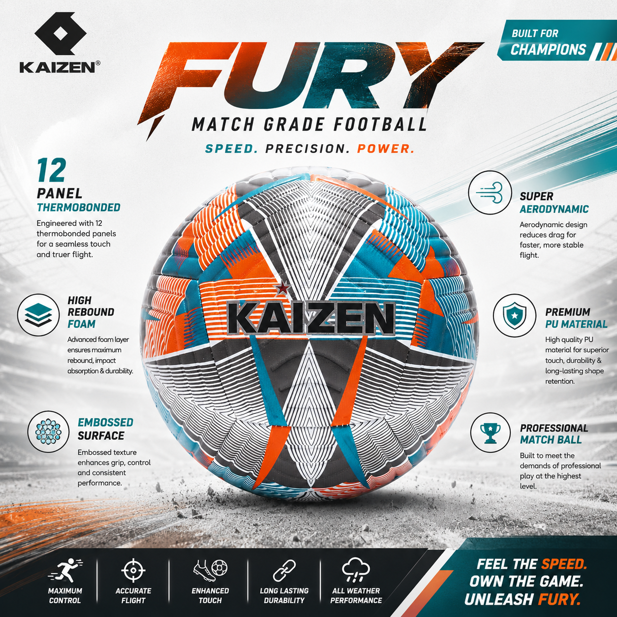 FURY THERMOBONDED FOOTBALL SIZE 5 / KAIZEN