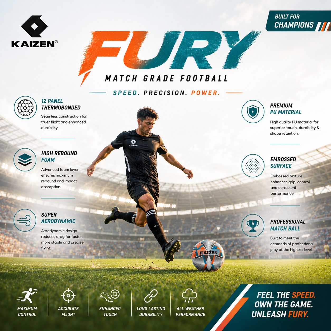FURY THERMOBONDED FOOTBALL SIZE 5 / KAIZEN