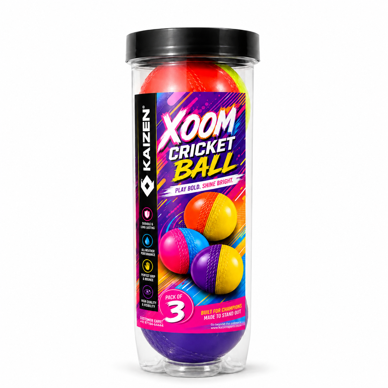 XOOM PU CRICKET BALL JAR OF THREE / KAIZEN SPORTS
