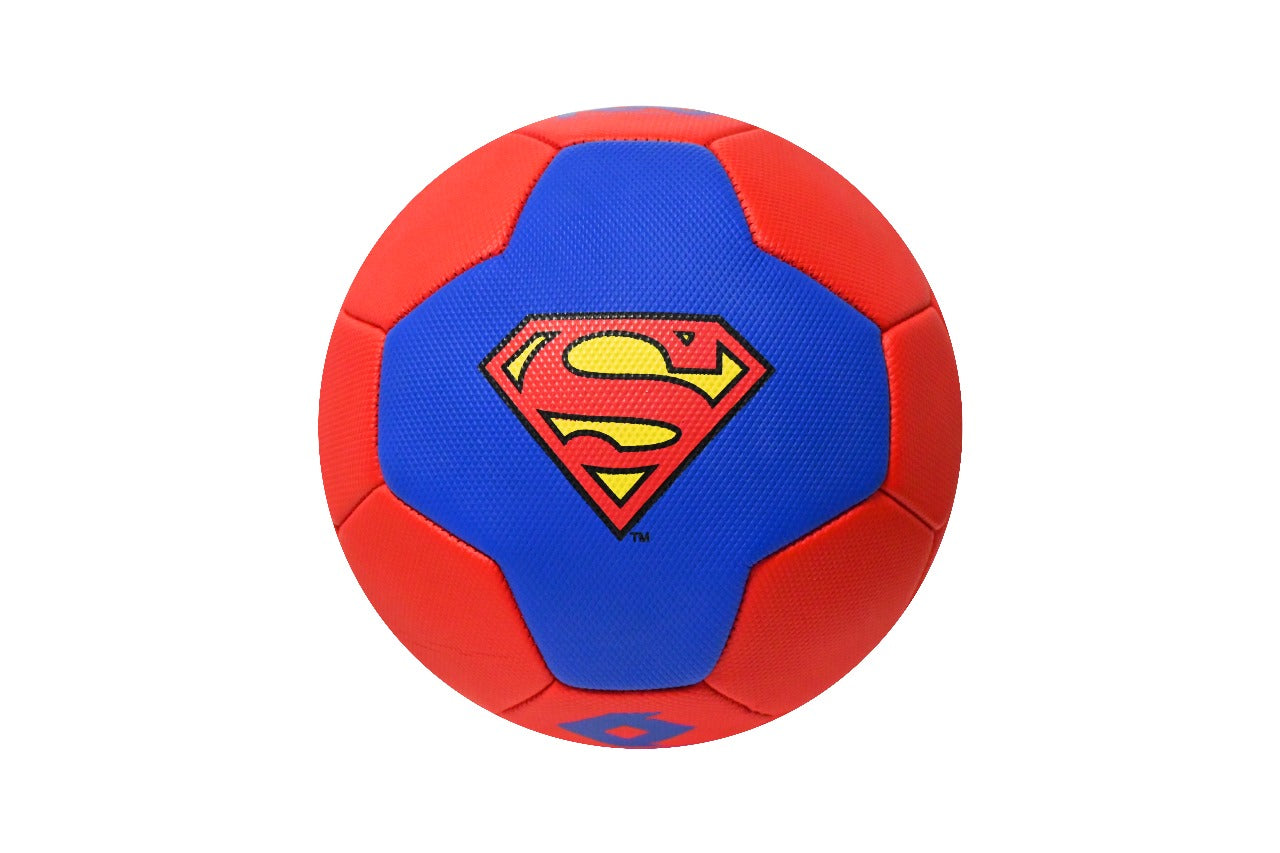 Red and blue ball with Superman logo on a white background